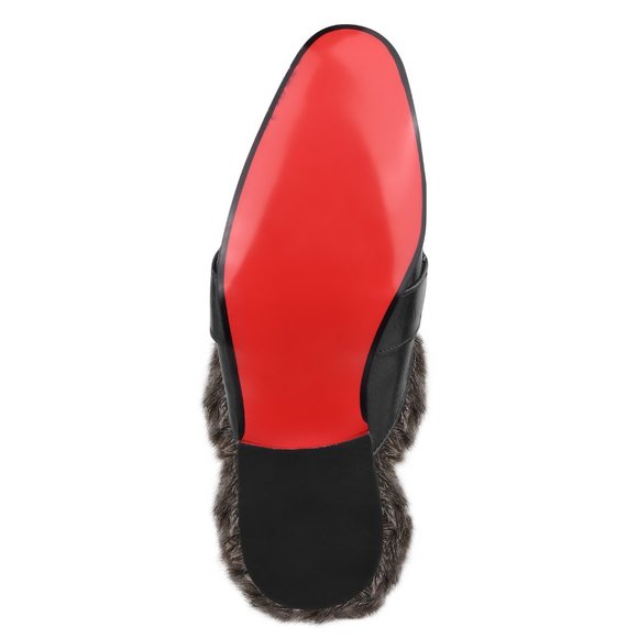 Mens Manmade Leather EEL Print Comfortable Fur Lining Slip On Party Mules main image 8